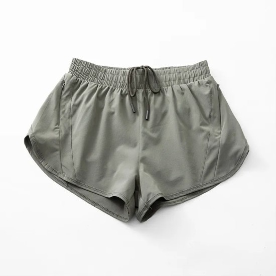 Women Fashion Solid Color Quick-Drying Lined Sports Shorts