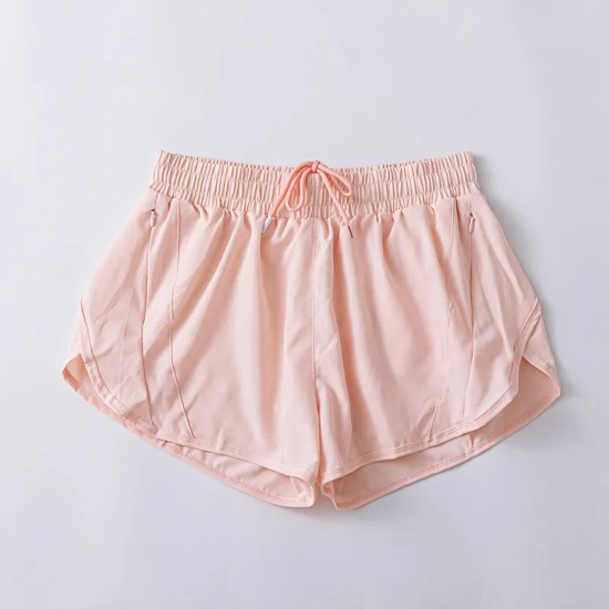 Women Fashion Solid Color Quick-Drying Lined Sports Shorts