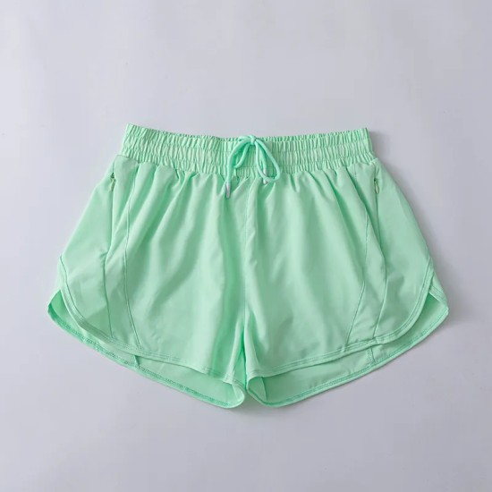 Women Fashion Solid Color Quick-Drying Lined Sports Shorts