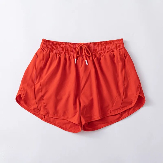 Women Fashion Solid Color Quick-Drying Lined Sports Shorts