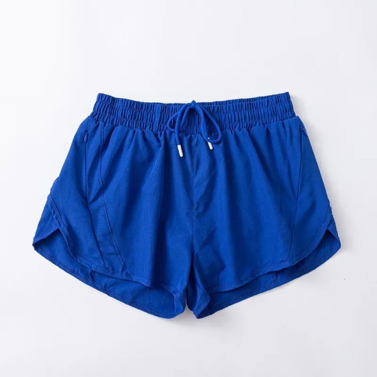 Women Fashion Solid Color Quick-Drying Lined Sports Shorts