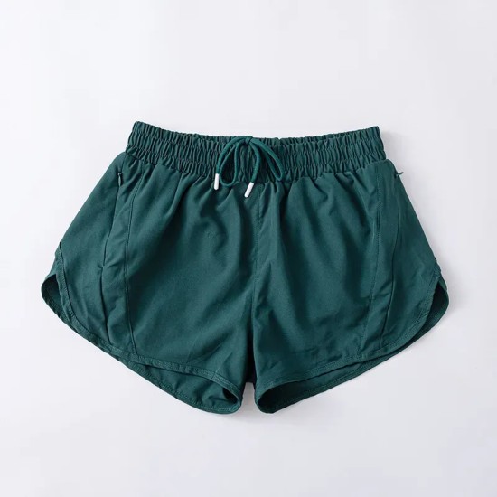Women Fashion Solid Color Quick-Drying Lined Sports Shorts