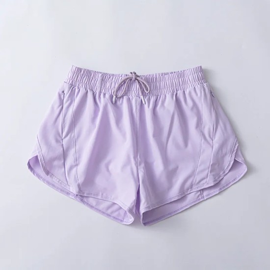 Women Fashion Solid Color Quick-Drying Lined Sports Shorts