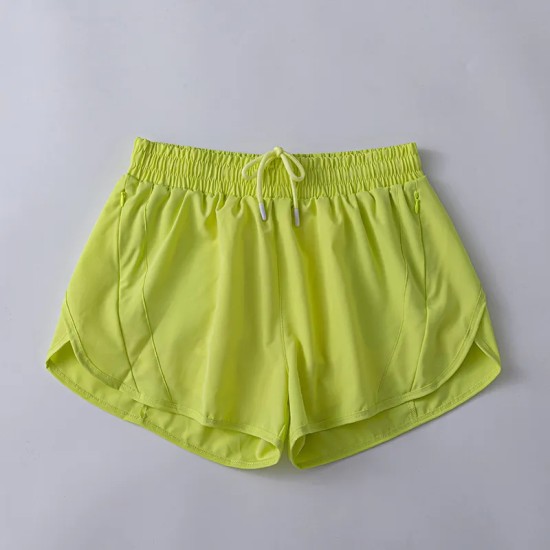 Women Fashion Solid Color Quick-Drying Lined Sports Shorts