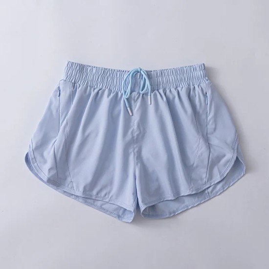 Women Fashion Solid Color Quick-Drying Lined Sports Shorts