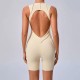 Women Fashion Casual Solid Color Line Tight Sleeveless Yoga Rompers