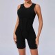 Women Fashion Casual Solid Color Line Tight Sleeveless Yoga Rompers