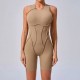 Women Fashion Casual Solid Color Line Tight Sleeveless Yoga Rompers