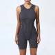 Women Fashion Casual Solid Color Line Tight Sleeveless Yoga Rompers