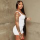 Women Fashion Sexy Solid Color Sleeveless Zipper Tank Top Tight Shorts Two-Piece Set