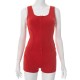 Women Fashion Sexy Solid Color Sleeveless Zipper Tank Top Tight Shorts Two-Piece Set
