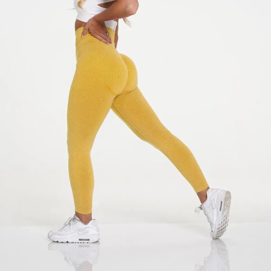 Women Fashion Solid Color Yoga High Waist Sports Leggings