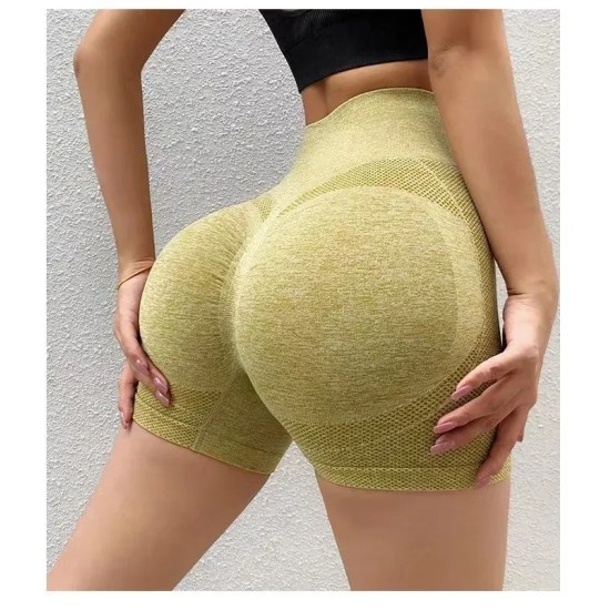 Women Simple Hip-Lifting High Waist Elastic Sports Yoga Shorts