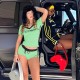 Women Fashion Casual Digital Printed V-Neck Short Sleeve T-Shirt Tight Shorts Two-Piece Set
