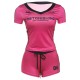 Women Fashion Casual Digital Printed V-Neck Short Sleeve T-Shirt Tight Shorts Two-Piece Set