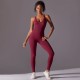 Women Casual Solid Color Backless Yoga Tight Jumpsuits