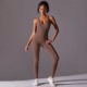 Women Casual Solid Color Backless Yoga Tight Jumpsuits