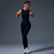 Women Fashion Solid Color Sleeveless Tight Yoga Jumpsuits