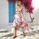 Women Fashion Sexy Printed Camisole Loose Skirts Two-Piece Set