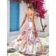 Women Fashion Sexy Printed Camisole Loose Skirts Two-Piece Set